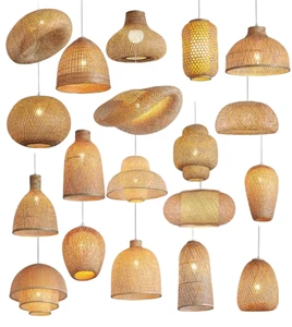 Customized Indoor Bamboo Pendant Lamp with LED Adjustable Height Warm White Light-Modern Decorative Hanging Fixture