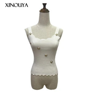 Women's Sleeveless Knit Camisole Top Breathable Summer Casual Wear for Spring Short Length