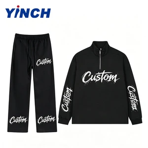 Factory Wholesale Heavyweight Custom Embroidered Tracksuit Streetwear Fashion Men's Casual Sweatpants And Sweatshirt Set