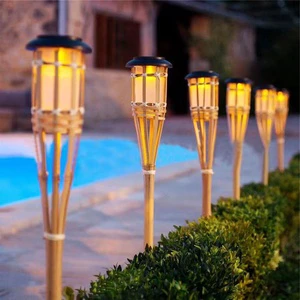 Solar Led Torches Lawn Lights Garden Villa Outdoor Waterproof Luminous Bamboo Torch Lights Garden Ground Inserted Flame Lights