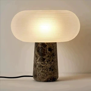 Light luxury retro marble bedside desk lamp designer creative fashionable wabi-sabi style decorative Glass cover table lamp