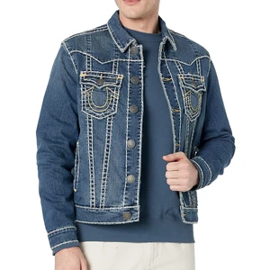 Hot Selling New Arrival Men's High Street Style 100% Cotton Denim Jackets-Customizable Winter Windproof Jeans Men's Jackets