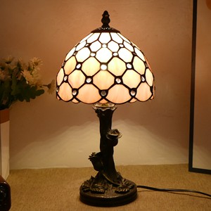 Stained Glass Desk Lamp Dragonfly Style Rose Base Design W8H14 Inch Study Bedroom Bedside Living Room TV Cabinet Ambient Light