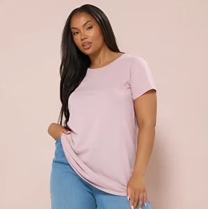 Best Selling Trend Breathable Casual Women's Plus Size Short Sleeve T-Shirt Light Pink OEM/ODM Supply Bulk 300 Gsm Customizable