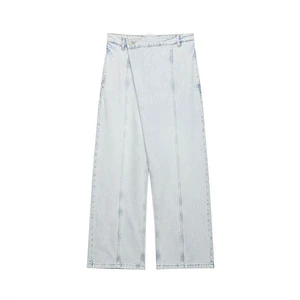 ZATRHMBM Summer Women's Clothing 2026 New Fashion Solid Color Denim Jeans Retro Low Waist Casual Wide Leg Pants