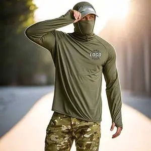Custom Sun Protection Sublimation Hoodies Pullover Quick Dry Long Sleeve Sport Fishing Swim Rash Guard UPF 50+ Shirts