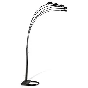 5 Light Satin Black Floor Lamp Led Modern Design For Living Room Home Indoor Lighting E26 Base Metal Body Cold White Light