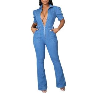 Urban style denim suit for women with tapered pants and bold seam detailing 100% Cotton made Denim Suits for Sale 2026
