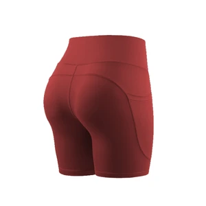 Women's High Waist Yoga Shorts Solid Pattern Spandex/Nylon Track Pants with Peach Bottom Pocket Elastic Waist Slimming Fitness