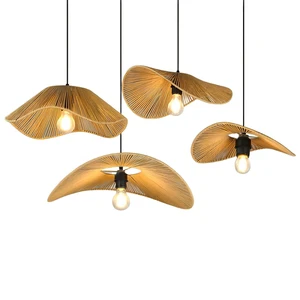 Hand Woven Natural Woven Hanging Modern Style Bamboo Pendant Light Handmade Rattan Pendant Light