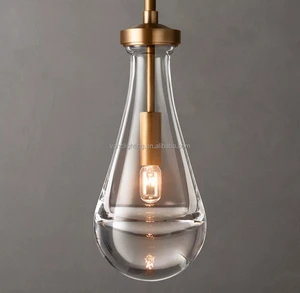 Industrial Brass Drop-Shaped Glass Pendant Lights for Opulent Settings Staircase Villa Murano Chandelier Customizable