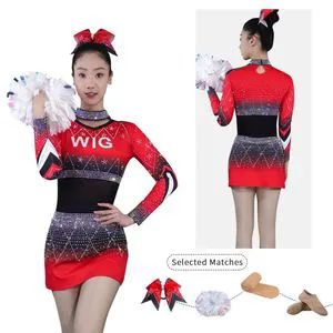 Sublimation Long-Sleeved Custom Cheerleading Uniform Jumpsuit Rhinestone /Nylon/Polyester/Spandex Material Unisex for