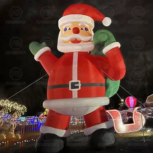 Inflatable Santa Claus With Air Blower / Christmas Mascot 28ft Giant Lighted Blow up Santa Claus Huge Character Model - 8.5m