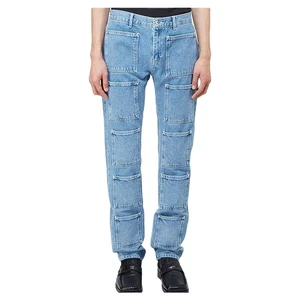 Custom Men's High Waist Denim Straight Long Pants Fashion Print Waterproof Outdoor Jeans with Logo Casual Style Wholesale