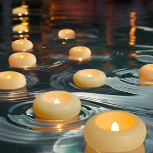 Tsinye Flameless LED Candles Plastic Waterproof Eco-Friendly Romantic Night Light Tealight Floating Pool Decor for Wedding Party