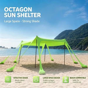 8 Legs Outdoor Beach Canopy, Portable Sun Shade Tent For Summer Vacation, Travel, Camping And Picnic