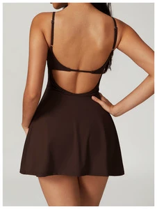 Women's Quick Dry One Piece Sports Dress Adjustable Straps Hollow Back Suit Dress Tennis Golf Dress Women Yoga Jumpsuit