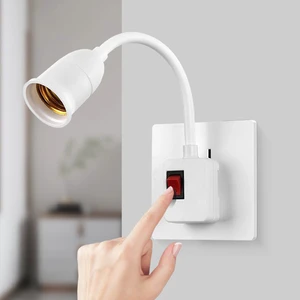 LED Bulb With Switch Socket Lamp Holder E27 Screw Universal Bulb Lamp Plug Elbow Pipe Bedside Night Lights