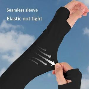 Wholesale Unisex Thin Solid Color Nylon Long Sun-Protective Ice Sleeves Summer Outdoor Driving Commuting Cycling Seamless