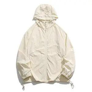 High Quality UV Protection Summer Sunscreen Clothing Thin White Jackets for Men Women Zipper for Outdoor Activities Couples