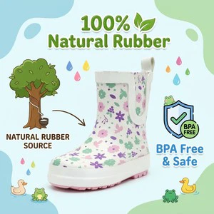 Custom Color Print Available Kids Slip On Rubber Rain Boots Waterproof Toddler Ankle Wellies Rain Shoes For Little Girls
