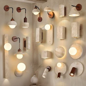 Quiet Yellow Cave Stone Wall Lamp Retro Design LED Bedroom Bedside Homestay Hotel Indoor Atmosphere Corridor Wall Switch Control