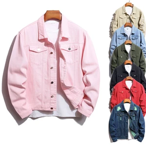 Mens Denim Jean Jacket Trendy Fashion Ripped Denim Male Streetwear Jackets Cowboy Coats