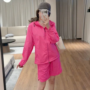 2026 New Arrival Women's Sun Protection Jacket and Shorts Set Designer Luxury Loose Fit Casual Sports Two Piece Suit,
