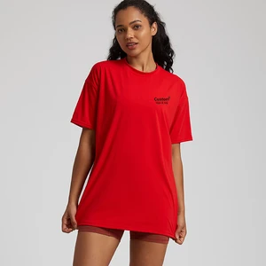 Custom Women's Eco-Friendly Bamboo Cotton Casual Summer Short Sleeve Loose T-Shirt Hole Appliques Diamonds Button Printing Logo