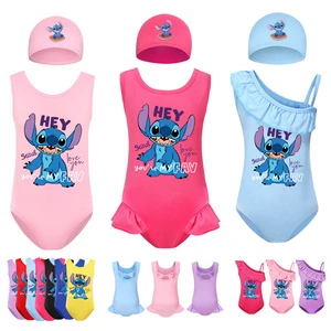 2026 New Summer Girls One-piece Swimsuit Kawaii Cartoon Angel Printing Baby Set Children's Gift Eco-Friendly Breathable