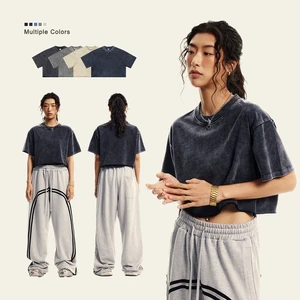 High Quality 250G Heavyweight Cotton Plus Size Women's T-shirts Wash Vintage Boxy Fit Oversized Women Crop Top T-shirt