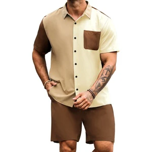 Quick-drying Customized Multi-color Block Men's Sports 2-piece Set, Suitable For Daily Street Wear