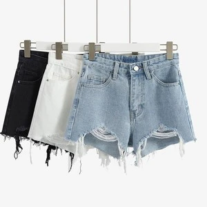 Wholesale Women's Denim Shorts New Low Waisted Shorts Casual Loose Plus Size Pocket Tassel Wide Leg Denim Shorts