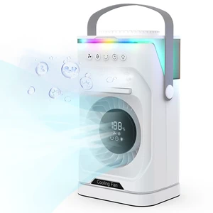 Large Tank 7000mAh Portable Camping Fan RGB Lights Auto Oscillation Cooling Spray Mist