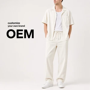 Men Premium Casual Set Open Collar Shirt and Relaxed Pants Minimal Style Wholesale Manufacturer