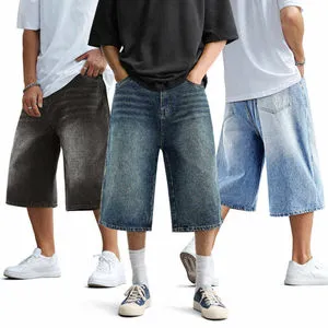 Premium Quality Mens Denim Shorts | Eco-Friendly Elastic Waist | Distressed Design Both-Side Pockets | Outdoor Summer Wear |
