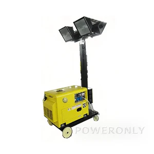 Home Use Super Silent Trailer Light Tower 4*1000W 5M 20kw Perkins Power Generator Mobile Portable Light Tower with Wheel