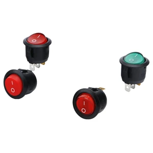 KCD1-108R Black Seat Red Button 3 Short Feet Silver Plated 250V DPDT ON-OFF Rocker Switch For 10A Waterproof Electric