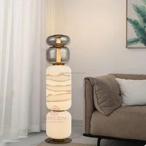 Modern Luxury Minimalist Glass Floor Lamp Large Standing LED Light Atmosphere Design for Living Room & Hotel Bedroom Floor Lamp