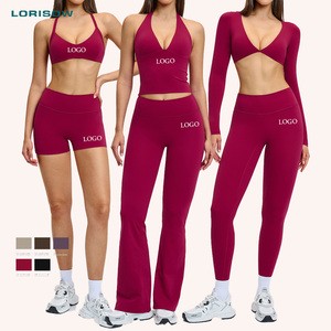 LORISOW Wholesale Gym Wear Workout Clothes Custom Scrunch Bum Leggings Set Gym Sets Women Fitness For Women Add Logo