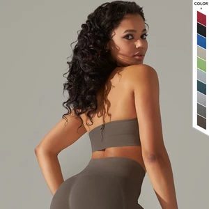 Hot Selling Wholesale High Quality Top Women Ladies Gym Fitness Light Grey Red Sexy Seamless Sports Bra