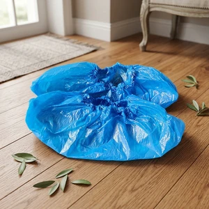 Waterproof CPE Disposable Shoe Covers with Buckles Closure Composite Toe Non-Slip Anti-Dust & Abrasion/Tear Resistant