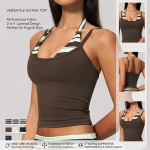 Ropa Deportiva Mujer Women's Breathable Lightweight Four-Way Stretch Yoga Workout Activewear Sports Halter Tank Top Activewear