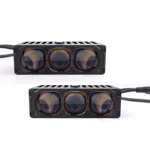 3 Lens Car Front Grille Lights 80W 6500K Car Spotlights Led Grille Lights with Dual Fans External Auxiliary Light