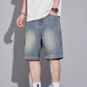 High Quality and Good Price Custom Logo Men's Vintage Washed Denim Shorts Jeans Shorts