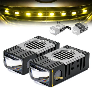 12V Universal Hidden Car Grille LED Lights Kit 50W Amber White Spotlight Car Grill Strobe Lights Spot Hidden Grille Light Kit