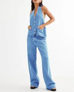 High Quality Hot Selling Women's Jeans Set Custom Made Women Denim Set Made In Pakistan