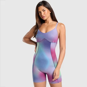 Cutout Polyester Push-up Adjustable Sports Jumpsuit With Neck Tie