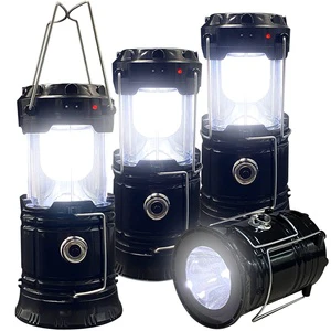 Solar LED Rechargeable Camping Lantern Portable ABS Material Outdoor Flashlight IP65 Rated 6-8 Hours USB/Solar Charging