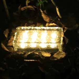 Hot Sale Waterproof IP65 Decorative Paving Brick LED Light Outdoor Solar Garden Lights Crystal Ice Glass LED Bricks Light